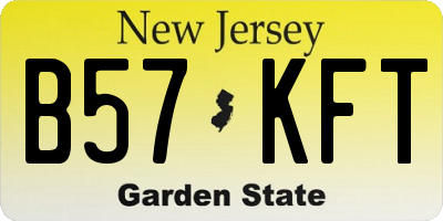 NJ license plate B57KFT