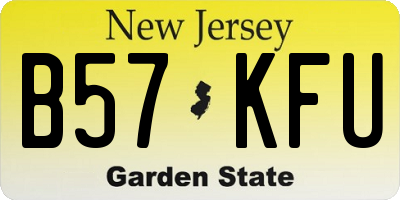 NJ license plate B57KFU