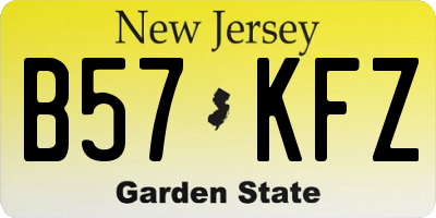 NJ license plate B57KFZ