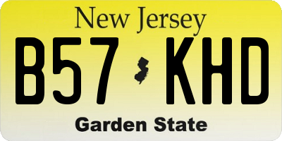 NJ license plate B57KHD