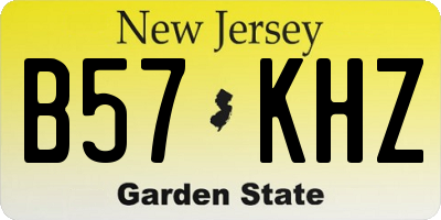 NJ license plate B57KHZ
