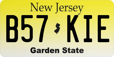 NJ license plate B57KIE