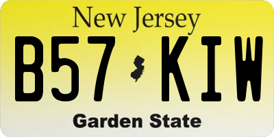 NJ license plate B57KIW