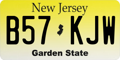 NJ license plate B57KJW