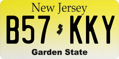 NJ license plate B57KKY