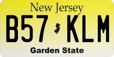 NJ license plate B57KLM
