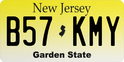 NJ license plate B57KMY