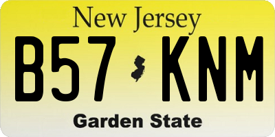NJ license plate B57KNM
