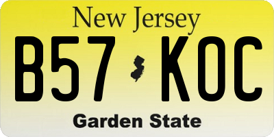 NJ license plate B57KOC