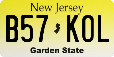 NJ license plate B57KOL