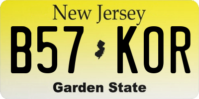 NJ license plate B57KOR