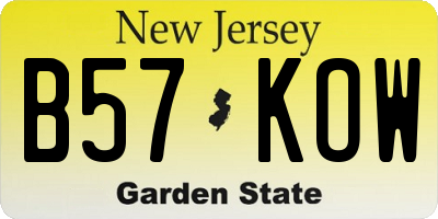 NJ license plate B57KOW