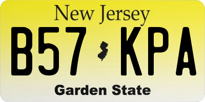 NJ license plate B57KPA