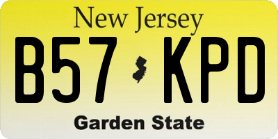NJ license plate B57KPD