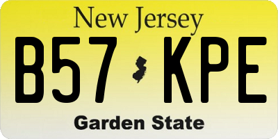 NJ license plate B57KPE