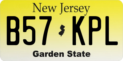 NJ license plate B57KPL