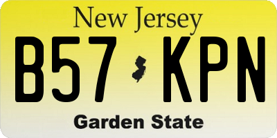 NJ license plate B57KPN