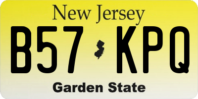 NJ license plate B57KPQ