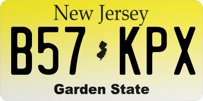 NJ license plate B57KPX