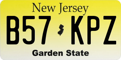 NJ license plate B57KPZ