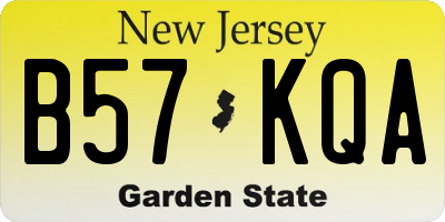 NJ license plate B57KQA