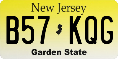 NJ license plate B57KQG
