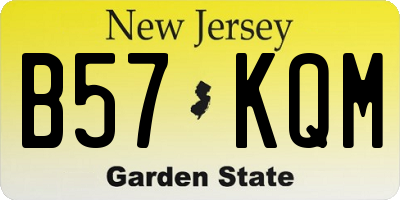 NJ license plate B57KQM