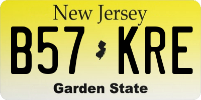 NJ license plate B57KRE
