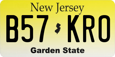 NJ license plate B57KRO