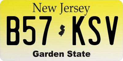 NJ license plate B57KSV
