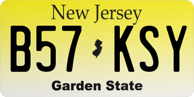 NJ license plate B57KSY