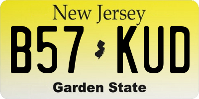 NJ license plate B57KUD