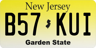 NJ license plate B57KUI