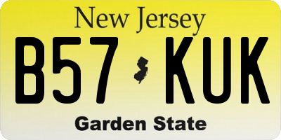 NJ license plate B57KUK