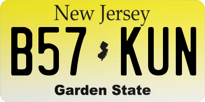 NJ license plate B57KUN