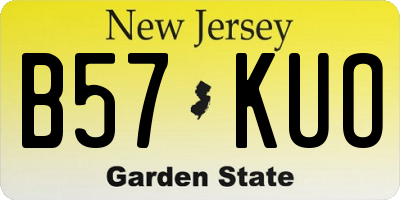 NJ license plate B57KUO