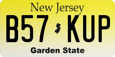 NJ license plate B57KUP