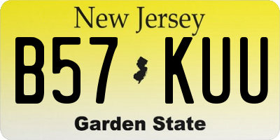 NJ license plate B57KUU