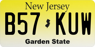 NJ license plate B57KUW