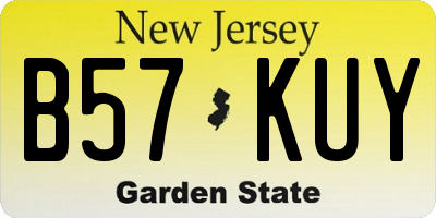 NJ license plate B57KUY