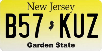 NJ license plate B57KUZ