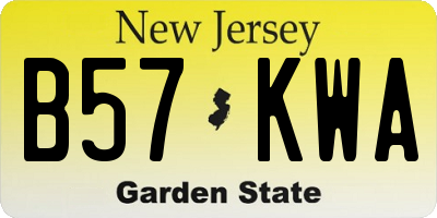 NJ license plate B57KWA