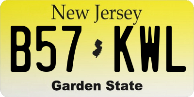 NJ license plate B57KWL