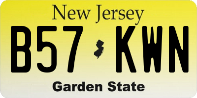 NJ license plate B57KWN
