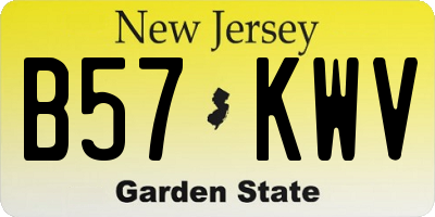 NJ license plate B57KWV