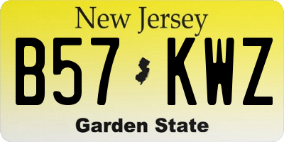 NJ license plate B57KWZ