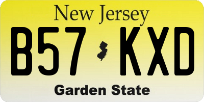NJ license plate B57KXD