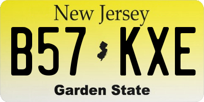 NJ license plate B57KXE