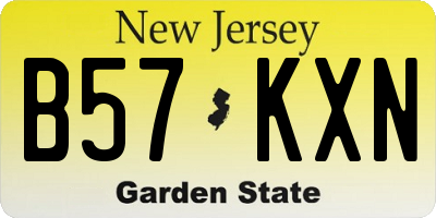 NJ license plate B57KXN