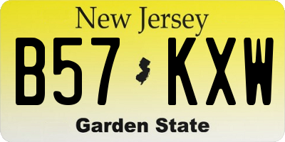 NJ license plate B57KXW